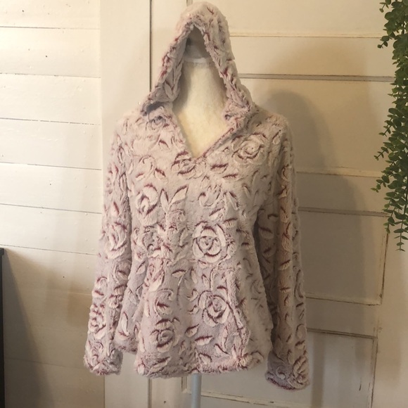 NWT Knapp Studio Fleece Fuzzy Soft Pull Over Hoodie Womens Pink Size PL - Picture 3 of 12